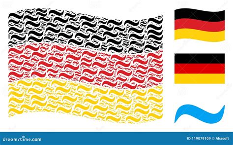 Waving German Flag Mosaic Of Water Wave Items Stock Vector