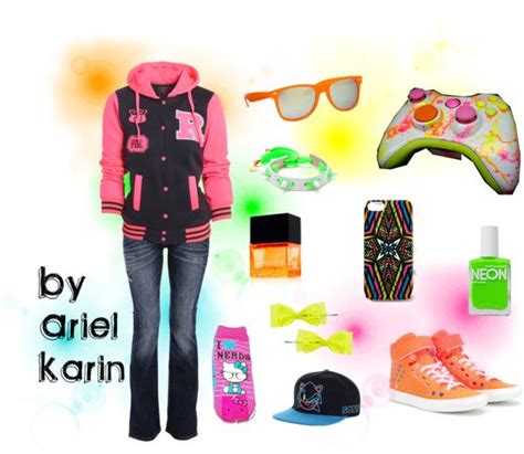 Gamer Girl Neon Gamer Girl Outfit Geek Clothes Casual Cosplay