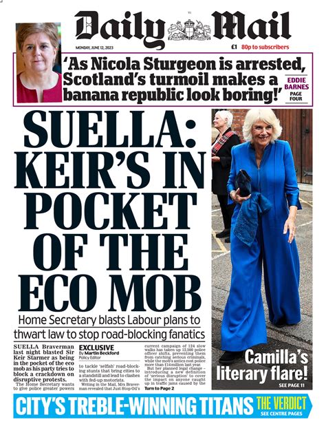 Daily Mail Front Page 12th Of June 2023 Tomorrow S Papers Today