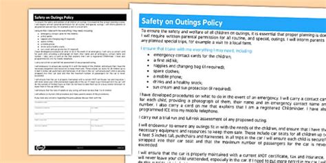 Childminder Safety On Outings Policy Teacher Made