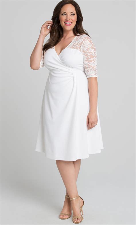 Plus Size White Lace Cocktail Dress Kiyonna Clothing