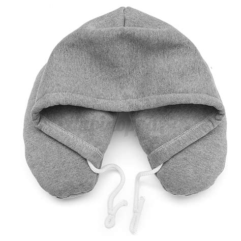 Hooded Neck Travel Pillow With Drawstring Hood ~ Microbead