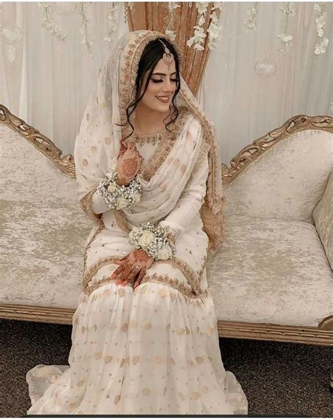 Nikkah Nikah Gharara Outfit White N Antique Gold Pakistani Etsy Bridal Dress Fashion