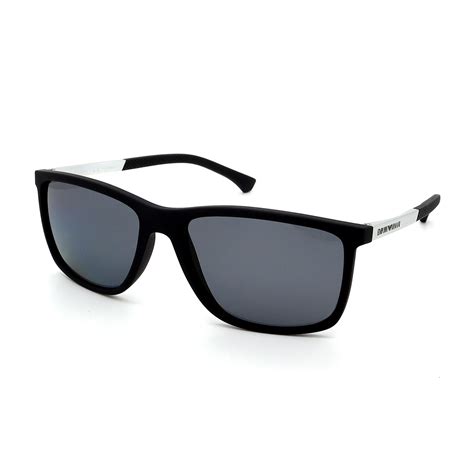 Emporio Armani Mens Ea4058 506381 Polarized Sunglasses Black Silver Gray Emporio