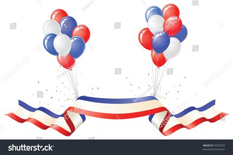 Patriotic Banner And Red White Blue Balloons Stock Vector