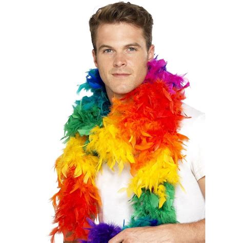 180cm Rainbow Feather Boa Gay Pride Lgbt Parade Multi Colour 60s 70s Hippy Adult Ebay