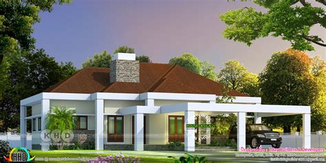 Sloped Roof Kerala Home Bungalow 2200 Sq Ft Kerala Home Design And