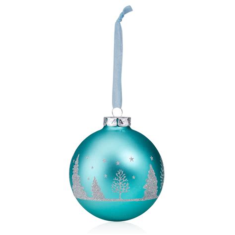Glitter Decorated Silver And Teal Tree Pattern Bauble Departments Diy