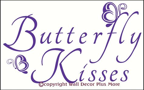 Butterfly Kisses Wall Sticker Lettering For Girls Room Butterfly Kisses Lettering Sticker
