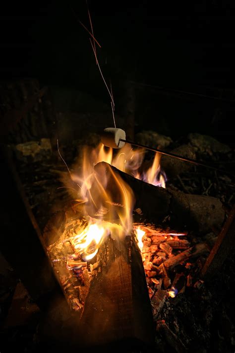 Bonfire Marshmallow Camping Fire Night Hd Phone Wallpaper Peakpx