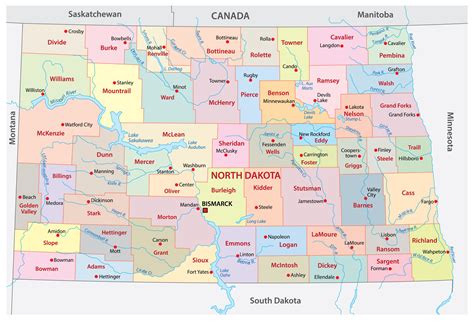 Map Of North Dakota Cities And Towns Printable City Maps