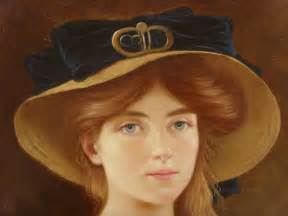 Antiques Atlas Edwardian Oil Portrait Girl In A Large Straw Hat