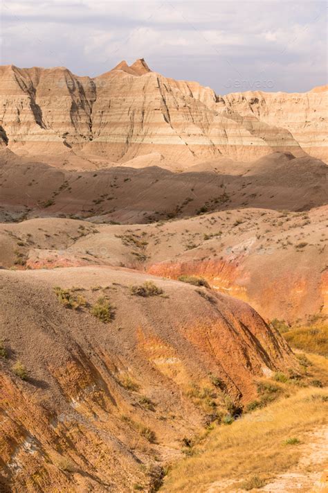 Geology Rock Formations Badlands National Park South Dakota Stock Photo