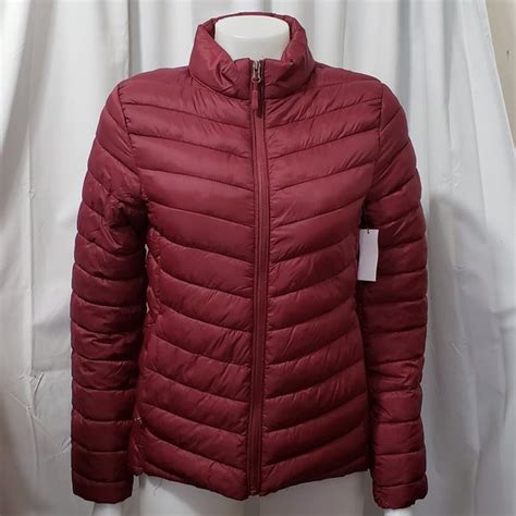 Basic Editions Jackets And Coats Ladies Burgundy Puffer Jacket Nwt
