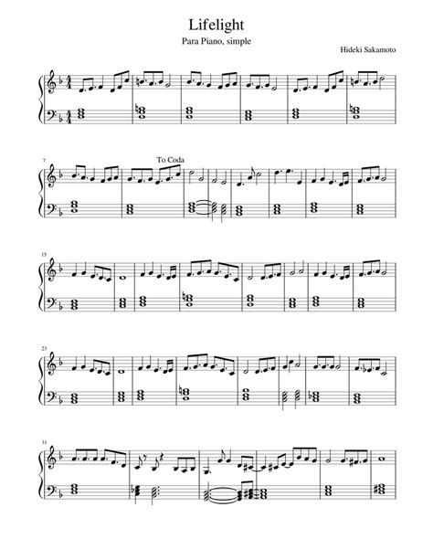 Lifelight Sheet Music For Piano Solo Easy