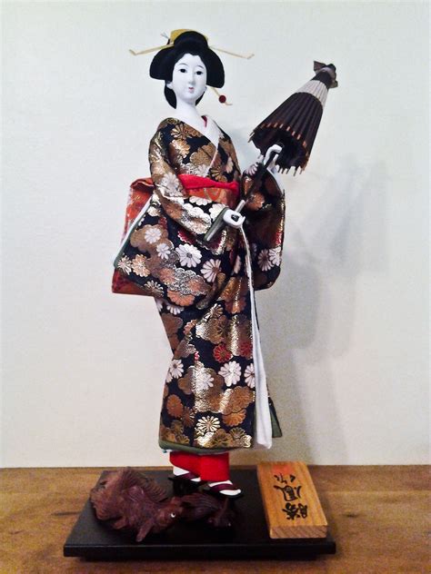 Japanese Geisha Dolls Traditional Fabric Patterns In Various Colors