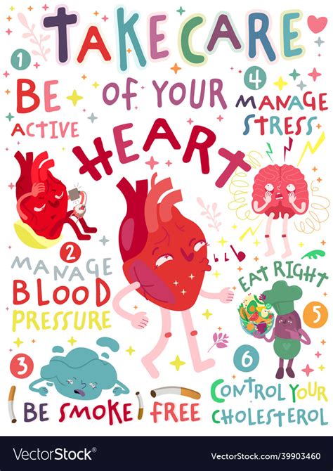 Take Care Of Your Heart Creative Portrait Poster Vector Image