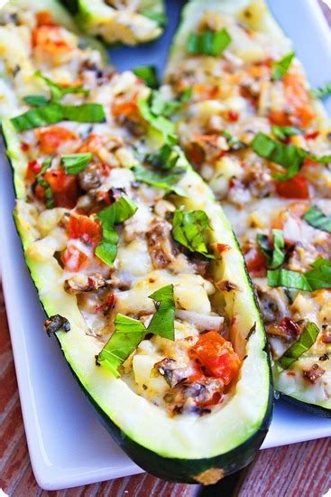How to make the absolute best stuffed zucchini boats. Spicy Italian Stuffed Zucchini Boats