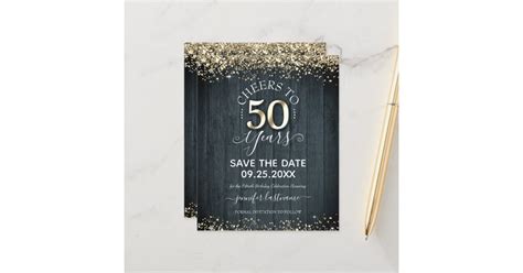 50th Gold Birthday Save The Date Budget Invitation Zazzle