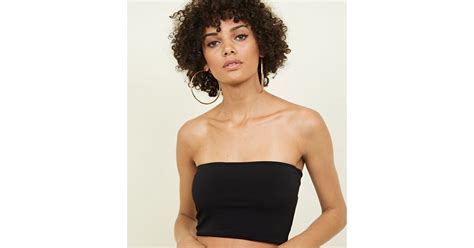 Black Stretch Bandeau Top New Look