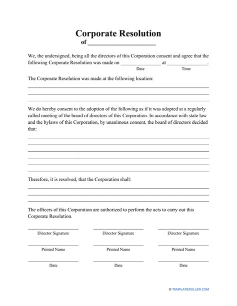Corporate Resolution Template Fill Out Sign Online And Download Pdf