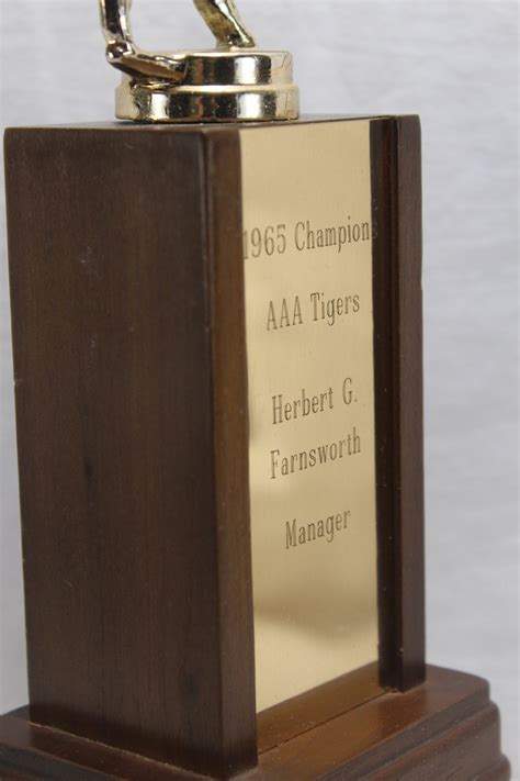 1965 Champion Baseball Trophy Metal Player On Wood Stand With Etsy