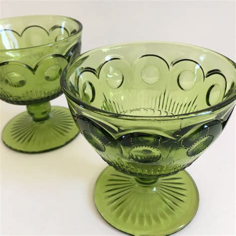 Vintage Glassware Green Glass 1970s Glassware Green Etsy