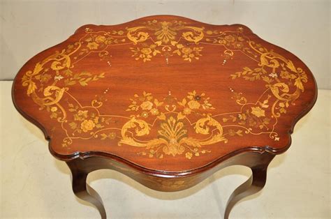 Gorgeous Antique Inlaid Marquetry French Victorian Mahogany Parlor Side