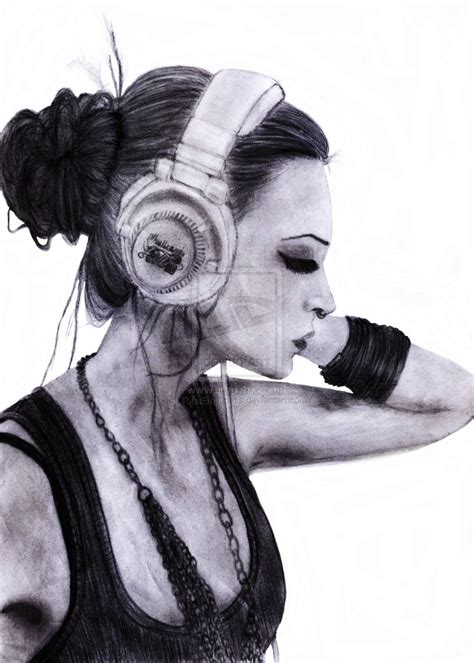 Girl With Headphones By Totalemptiness On Deviantart Girl With