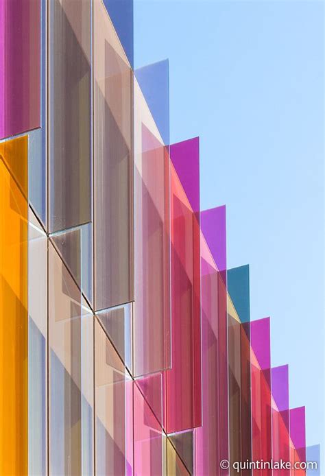 Coloured Glass Fins Of Oxford University Biochemistry Building Oxford