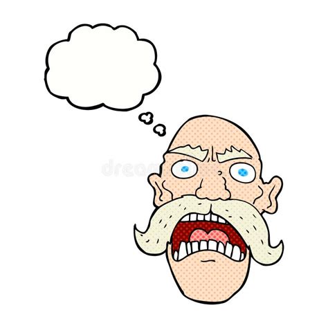Cartoon Angry Old Man With Thought Bubble Stock Illustration