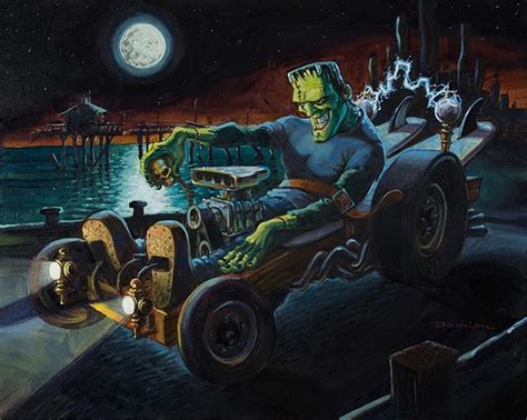 Fully Charged By Damian Fulton Frankenstein Hot Rod Canvas Art Print