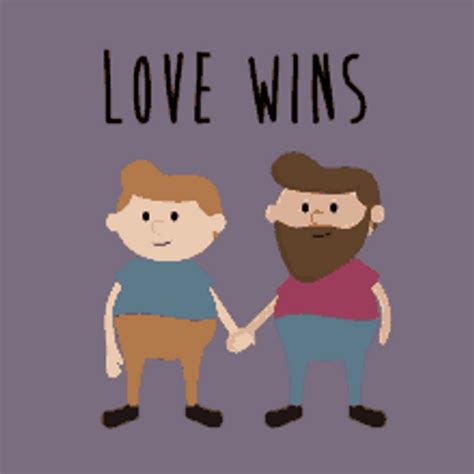 animated cute couple kiss gay love wins