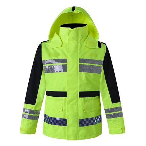 Safety Rain Jacket High Visibility Waterproof Reflective Raincoat With