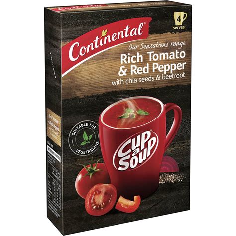 Continental Cup A Soup Tomato Red Pepper Chia 4 Pack Woolworths