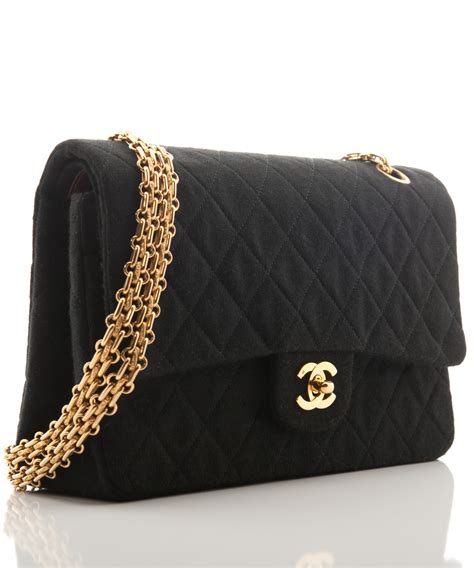 Chanel Double Flap Bag In Black Quilted Jersey Chanel La Doyenne