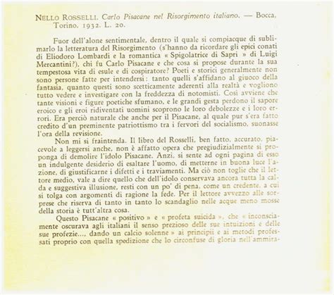 Nello Rosselli Carlo Pisacane Nel Risorgimento Italiano Articolo Di