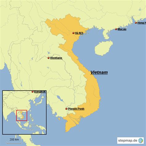 Vietnam is one of the remaining socialist states. StepMap - Vietnam Karte - Landkarte für Deutschland