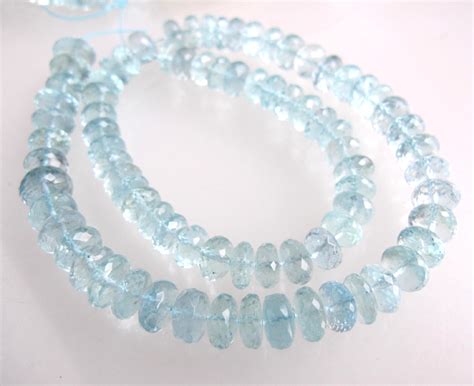 Aa Aquamarine Faceted 7 To 8mm Rondelle Beads