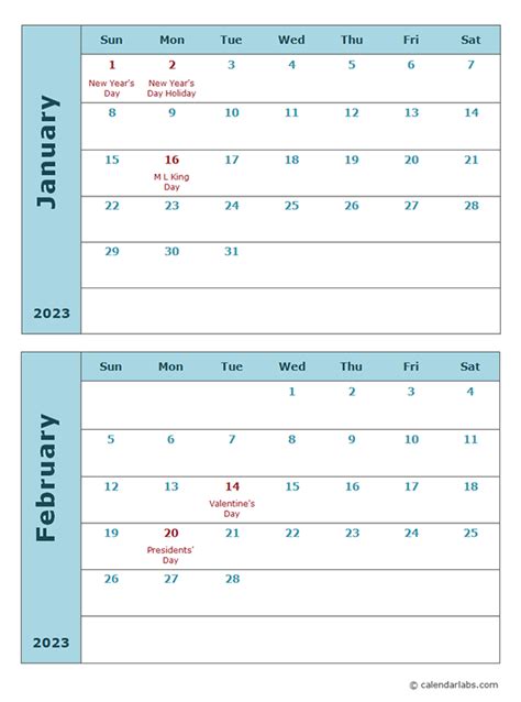 Two Months Per Page Printable Calendar Printable Yearly Calendar Free Calendar