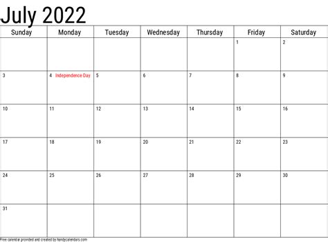 Free July 2022 Calendar Template January Calendar 2022