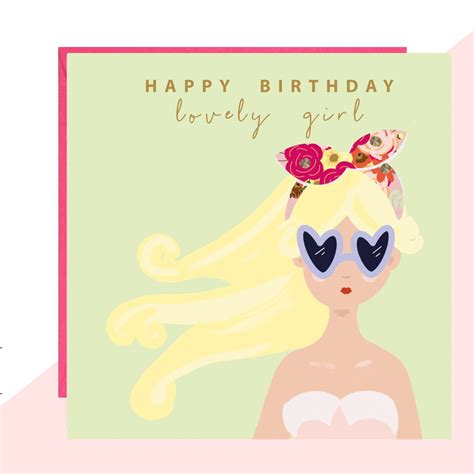 Lottie Simpson Lovely Girl Birthday Card Friend Birthday Card Finished With Hand Crafted