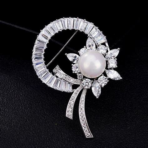 Aaa Cubic Zirconia Flower Brooches Pins For Women Fashion Wedding Jewelry Brooch Cubic