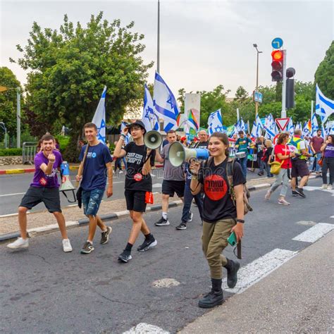 Week 21 Of Anti Government Protest In Haifa Editorial Stock Image