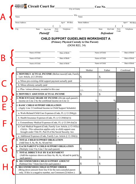 Nc Child Support Worksheet A Blank