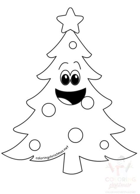 Christmas Tree Smile Cartoon Coloring Page Coloring Christmas