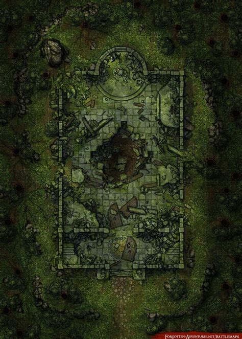 Ruined Temple 20×28 Tabletop Rpg Maps Fantasy World Map Dungeon Maps