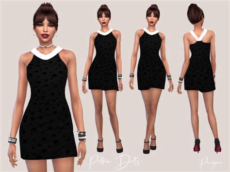 Polka Dots Cute Black Mini Dress By Paogae At Tsr Sims 4 Updates