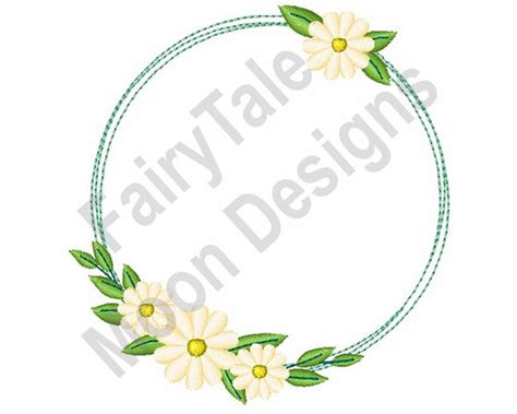 Daisy Wreath Machine Embroidery Design Etsy