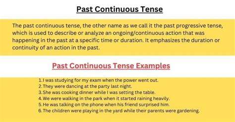 Simple Past Continuous Tense Meaning Form Rule Use Example